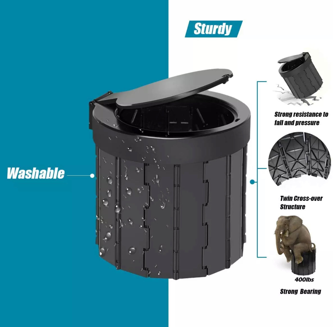 Portable Folding Toilet /1 Bundles of Trash Bag